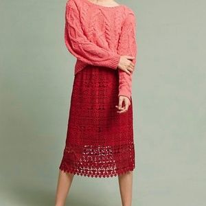 NWT Anthropologie red lace overlay pencil skirt
